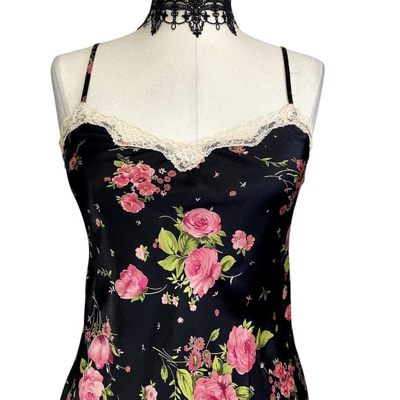 Vintage Y2k Victoria's Secret Satin Lace Floral Gothic Coquette Slip Dress - Picture 7 of 14